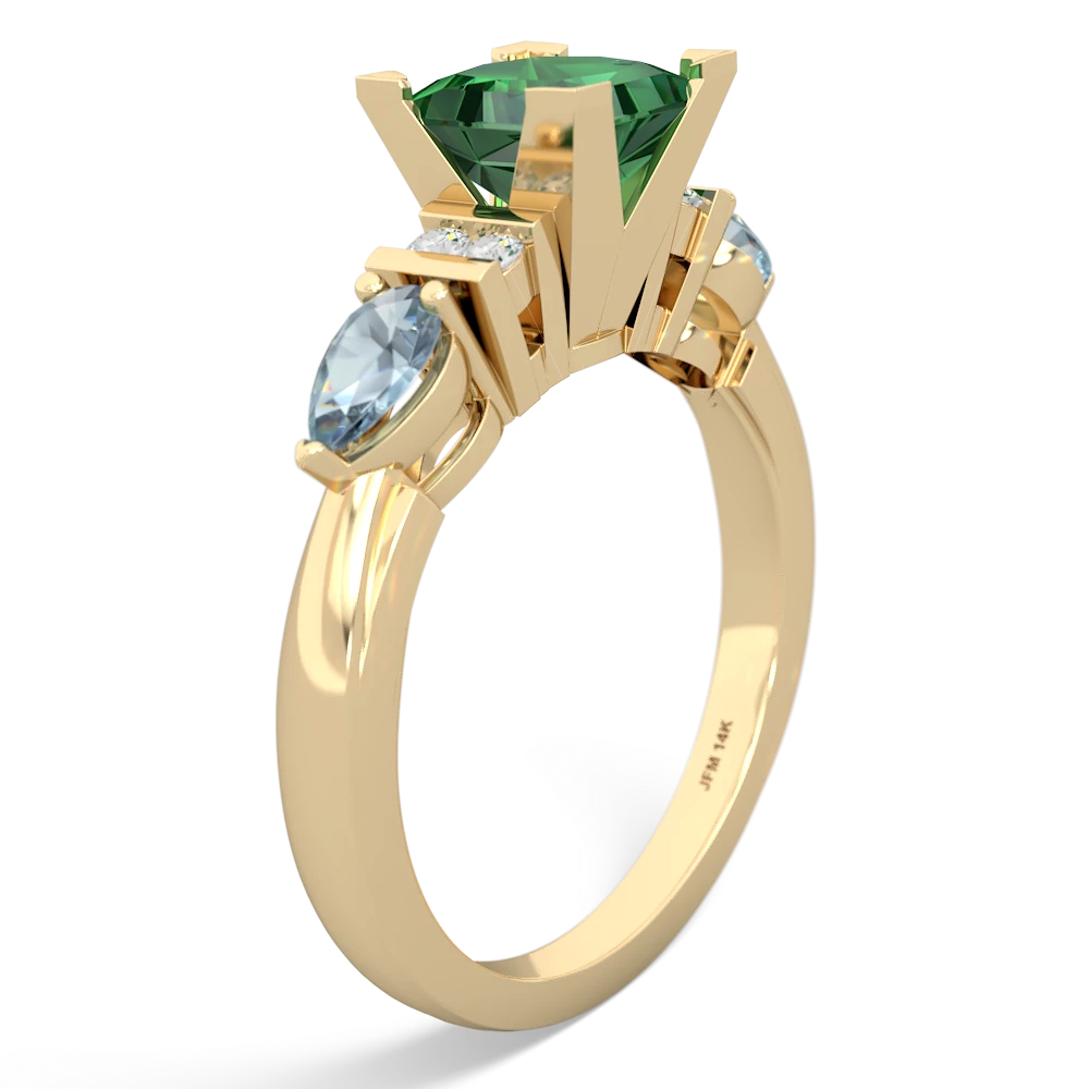 Lab Emerald 6Mm Princess Eternal Embrace Engagement 14K Yellow Gold ring C2002