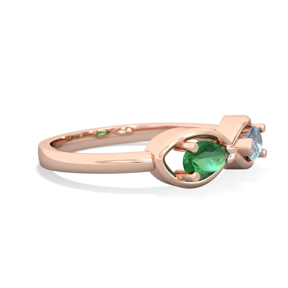 Lab Emerald Infinity 14K Rose Gold ring R5050