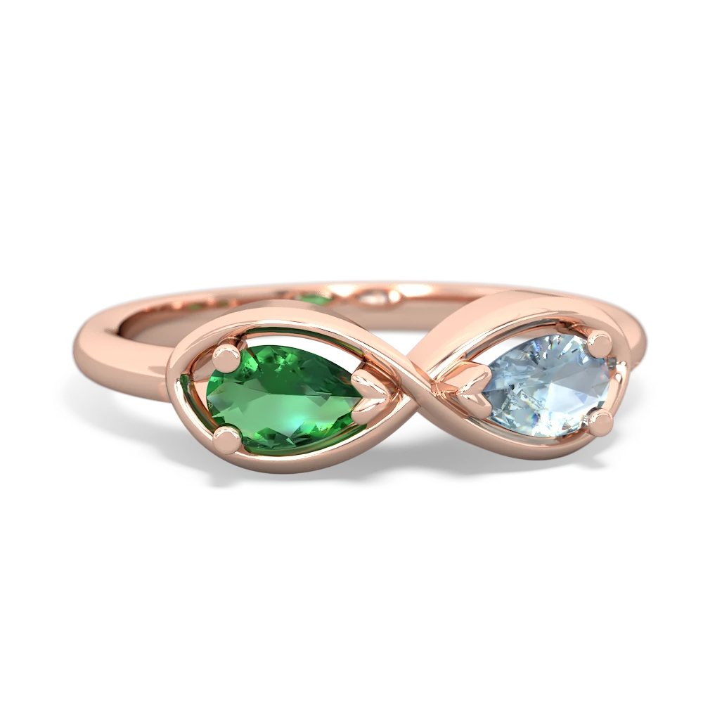 Lab Emerald Infinity 14K Rose Gold ring R5050