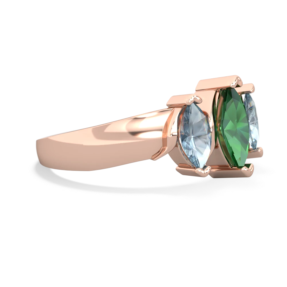 Lab Emerald Three Peeks 14K Rose Gold ring R2433