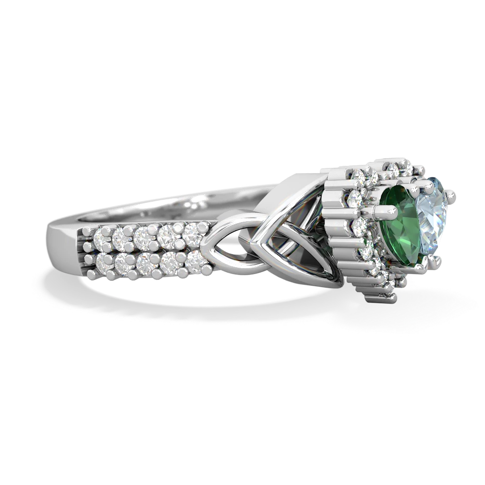 Lab Emerald Celtic Knot Two Hearts As One 14K White Gold ring R2644HRT