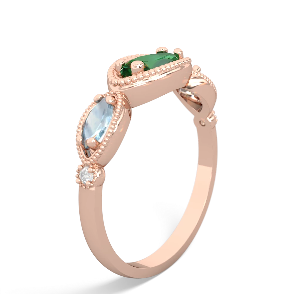 Lab Emerald Milgrain Marquise 14K Rose Gold ring R5700