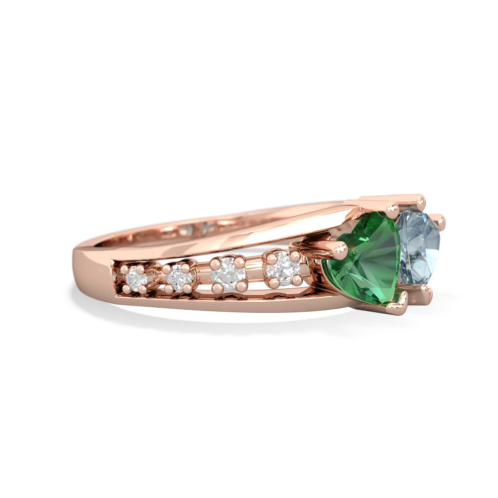 Lab Emerald Heart To Heart 14K Rose Gold ring R3342