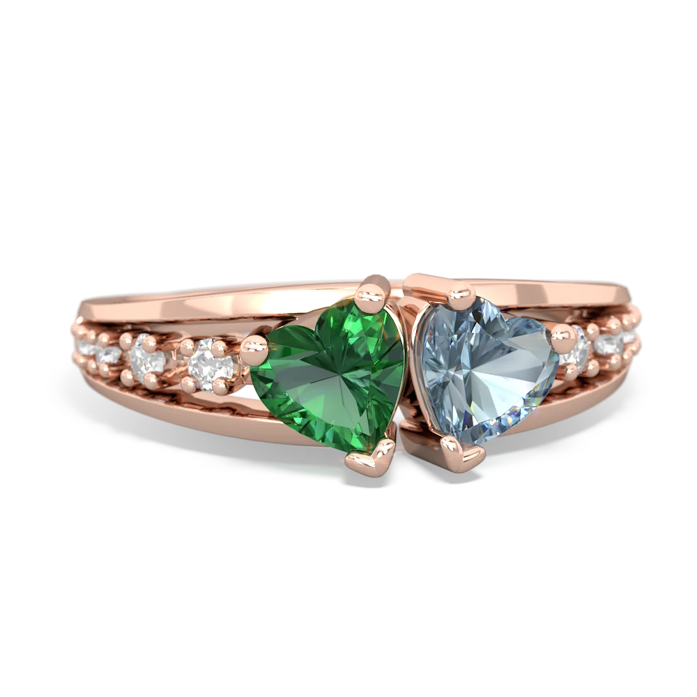 Lab Emerald Heart To Heart 14K Rose Gold ring R3342