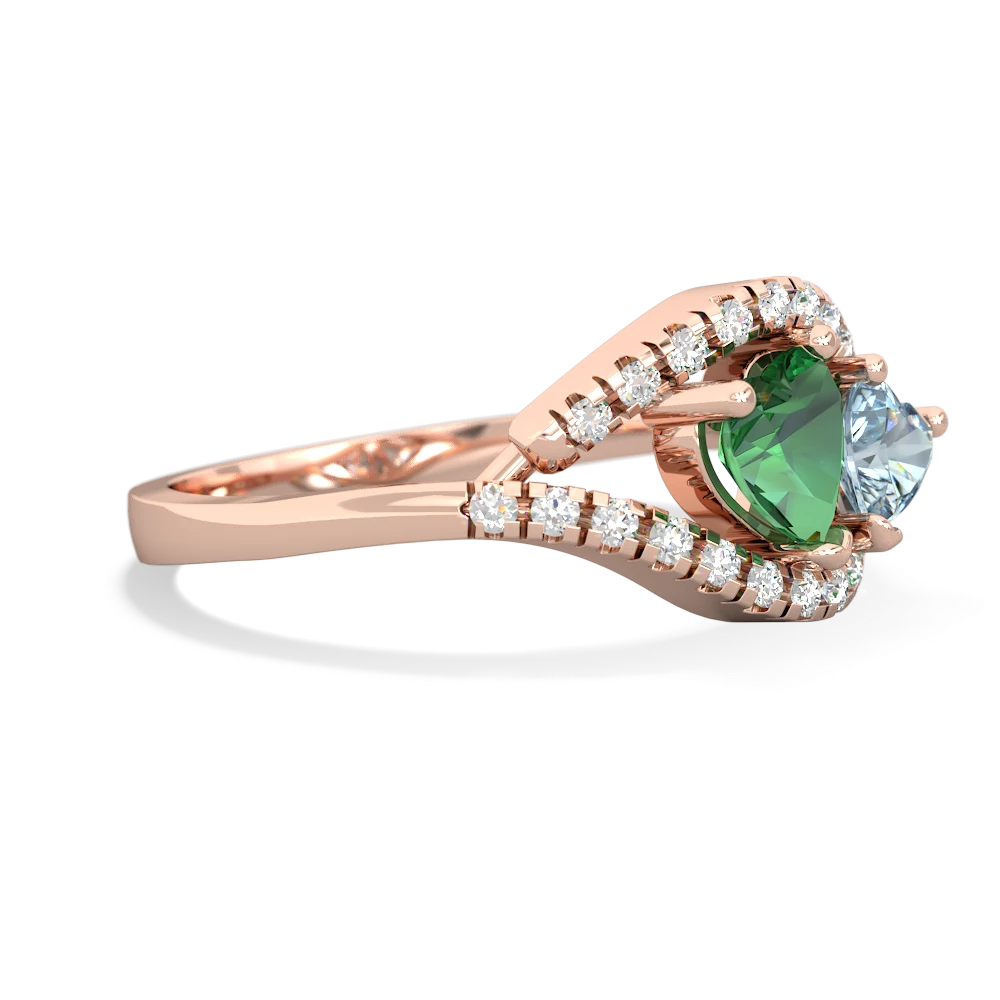 Lab Emerald Mother And Child 14K Rose Gold ring R3010