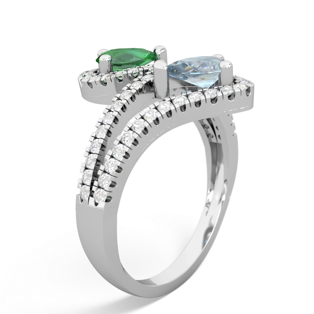 Lab Emerald Diamond Dazzler 14K White Gold ring R3000