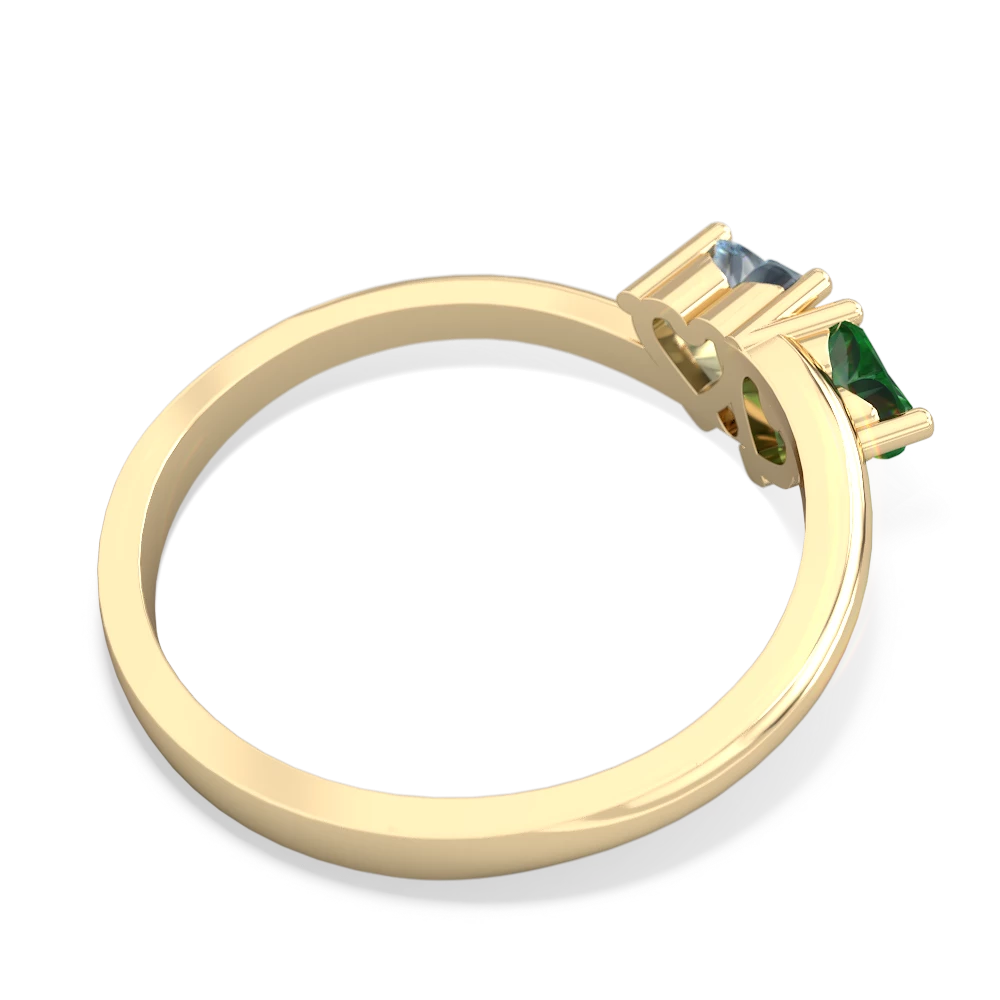 Lab Emerald Sweethearts 14K Yellow Gold ring R5260