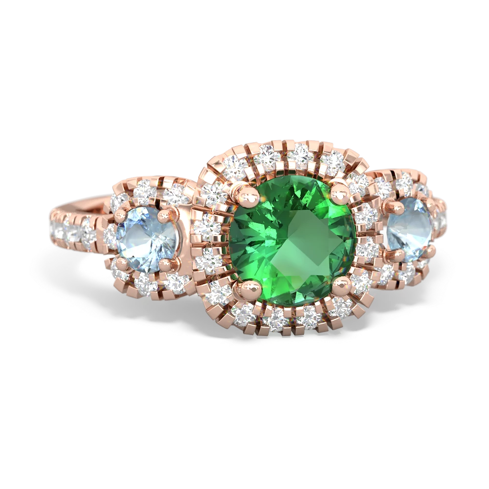 Lab Emerald Regal Halo 14K Rose Gold ring R5350