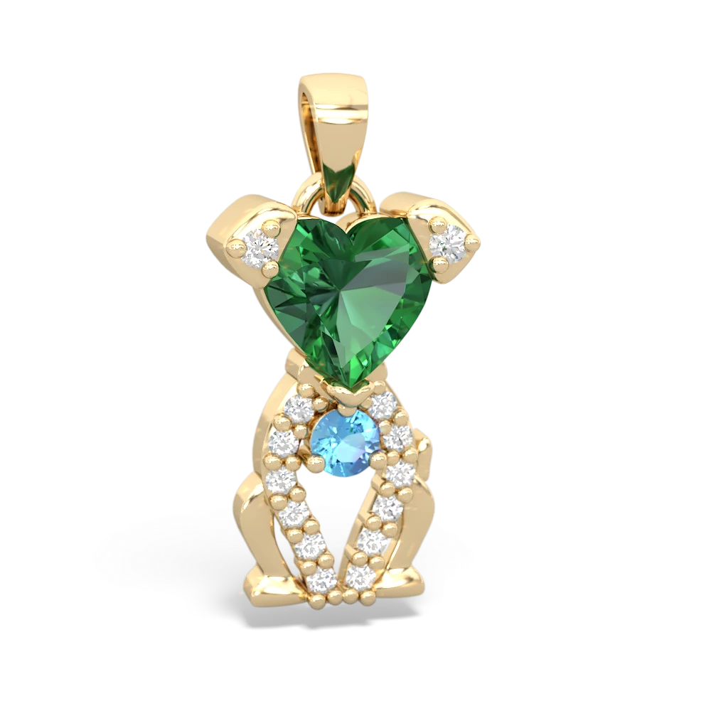 Lab Emerald Puppy Love 14K Yellow Gold pendant P5800