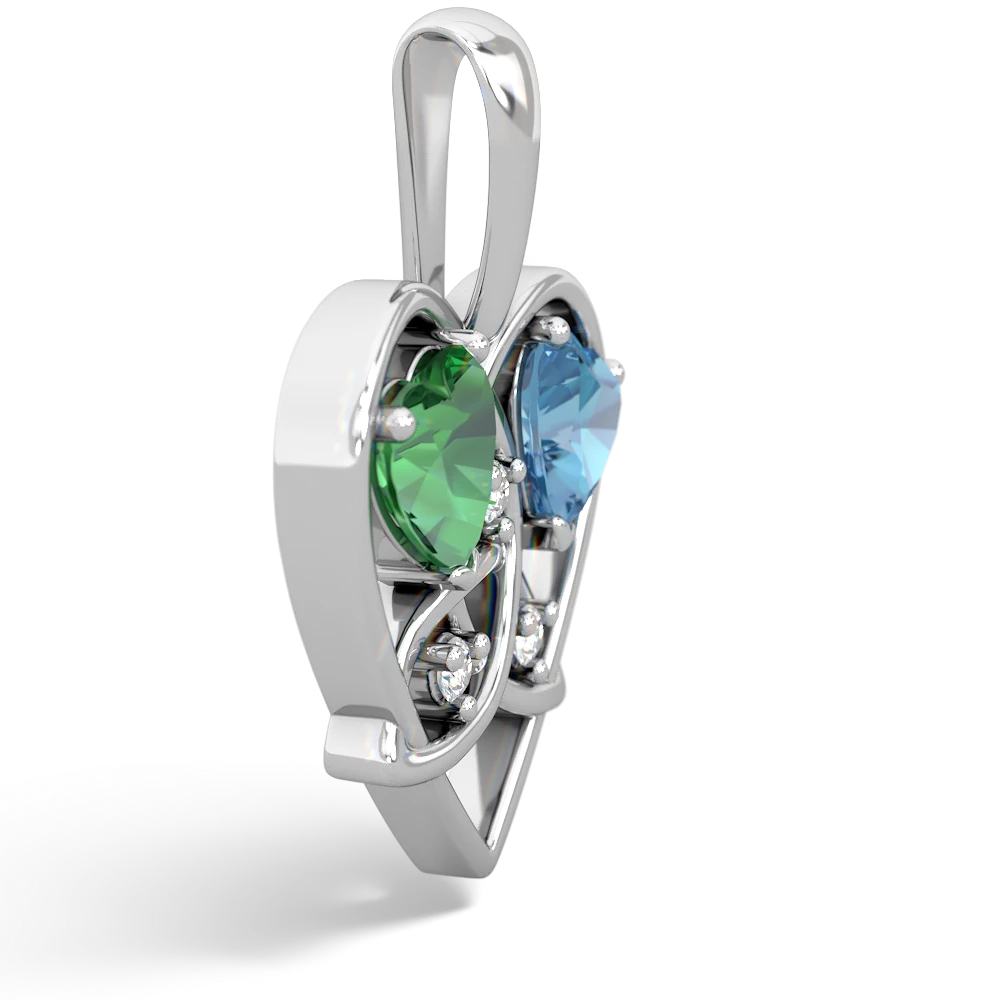 Lab Emerald Celtic Trinity Heart 14K White Gold pendant P5331