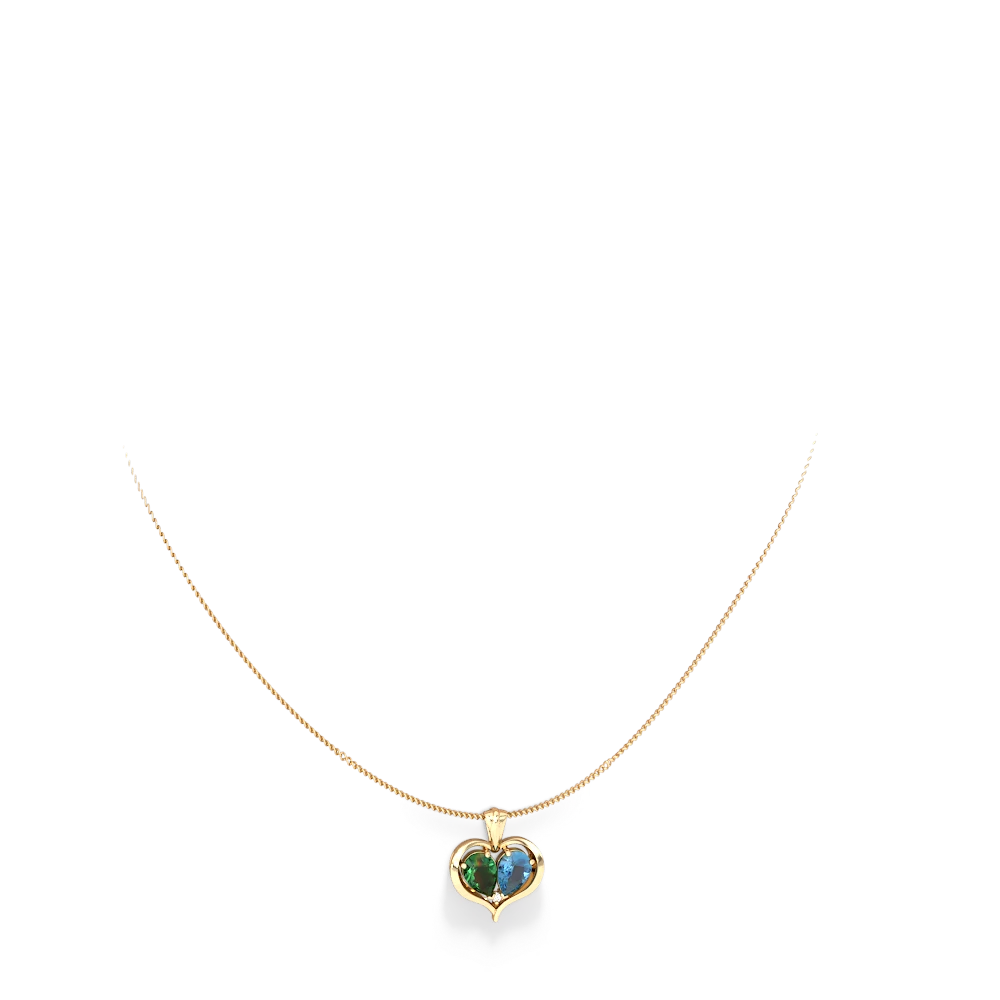 Lab Emerald Two Become One 14K Yellow Gold pendant P5330