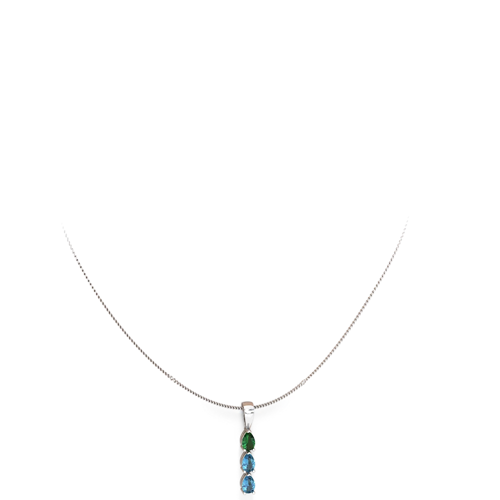 Lab Emerald Dew Drops 14K White Gold pendant P2251