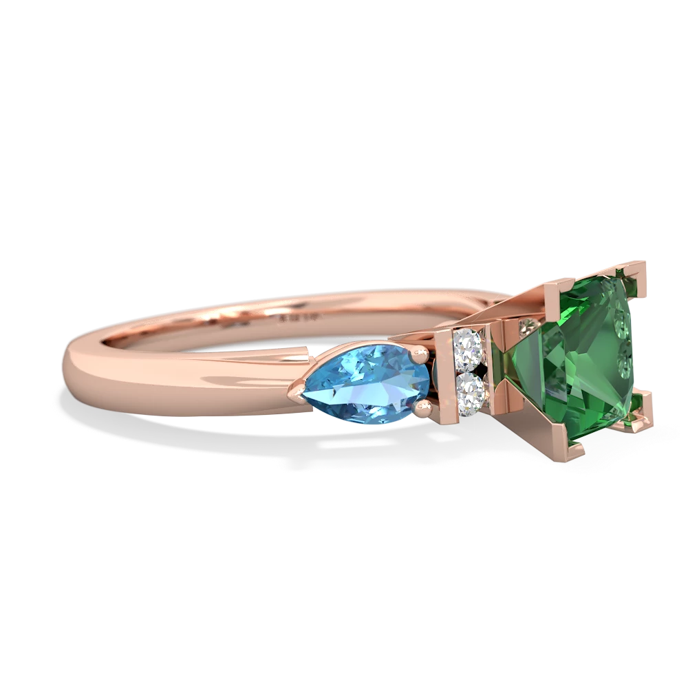 Lab Emerald 6Mm Princess Eternal Embrace Engagement 14K Rose Gold ring C2002