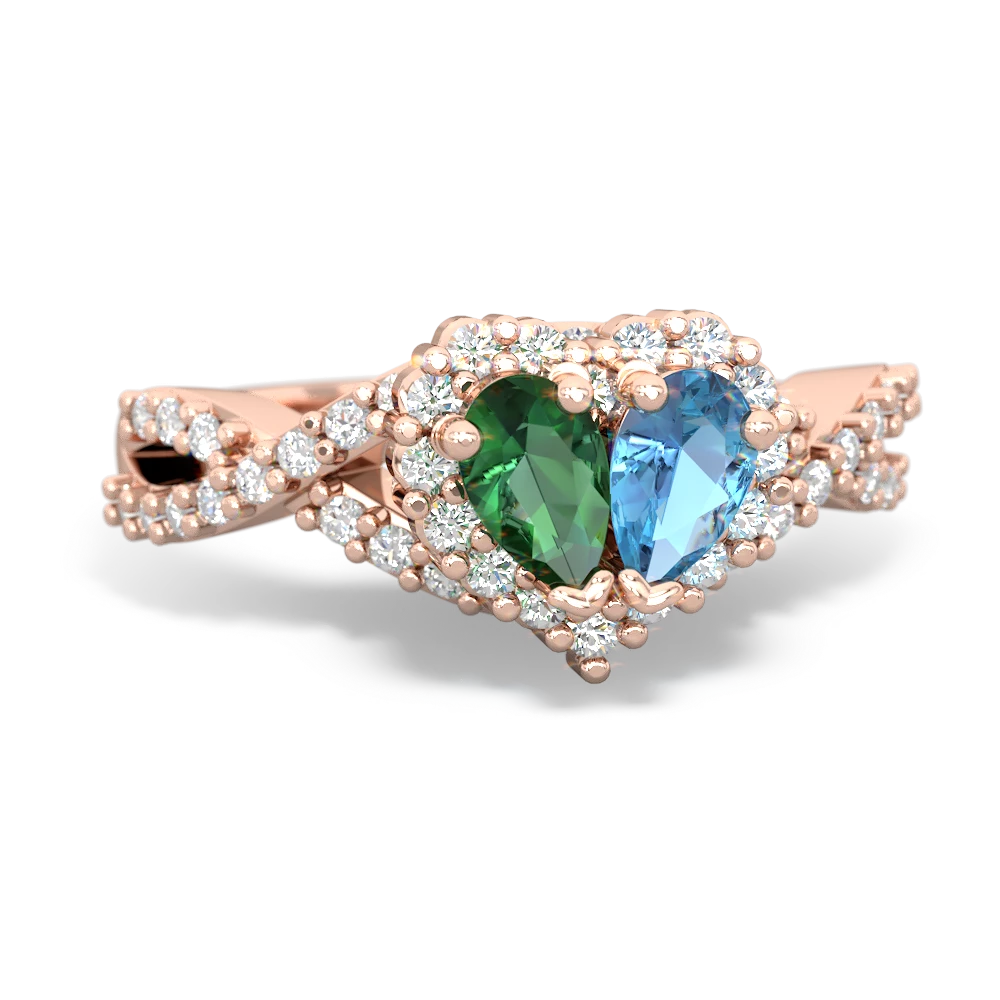 Lab Emerald Diamond Twist 'One Heart' 14K Rose Gold ring R2640HRT