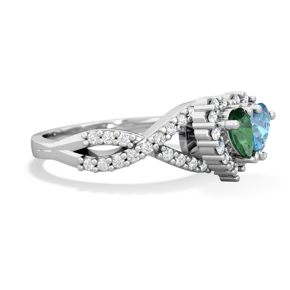 Lab Emerald Diamond Twist 'One Heart' 14K White Gold ring R2640HRT