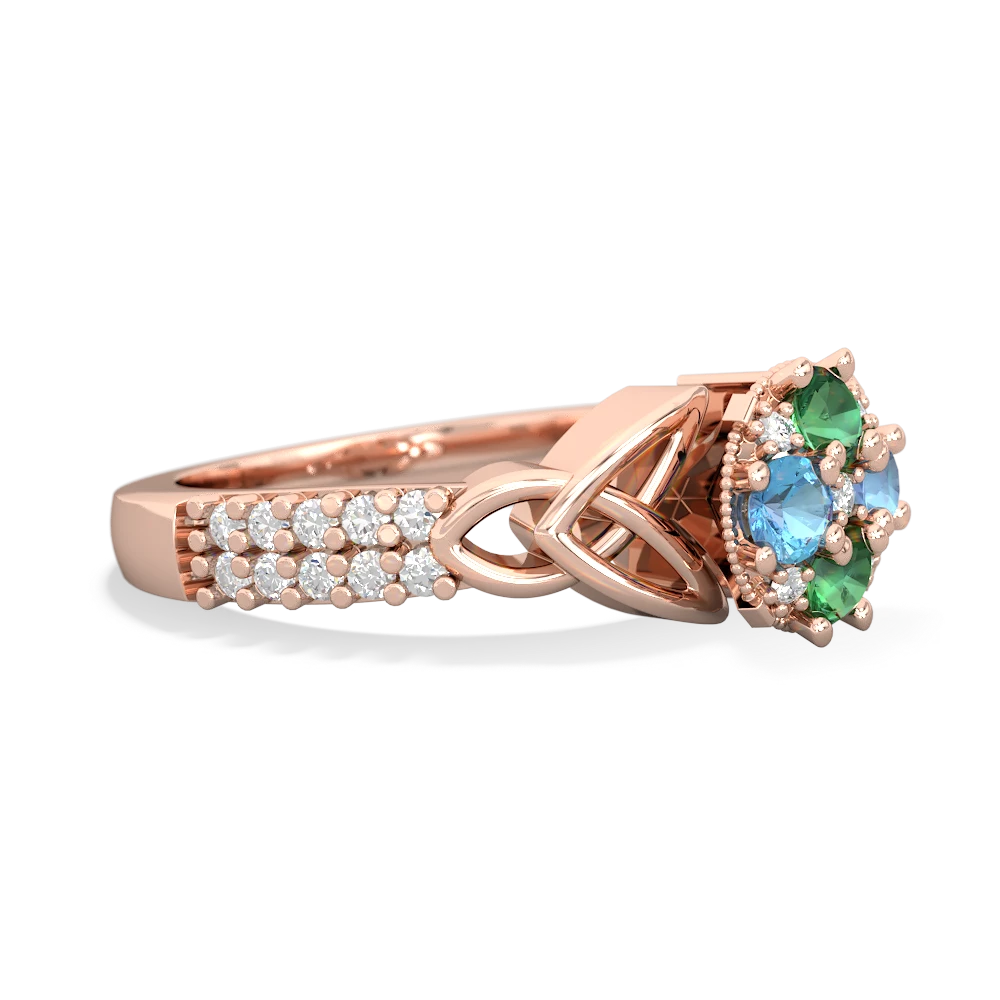 Lab Emerald Celtic Knot Cluster Engagement 14K Rose Gold ring R26443RD