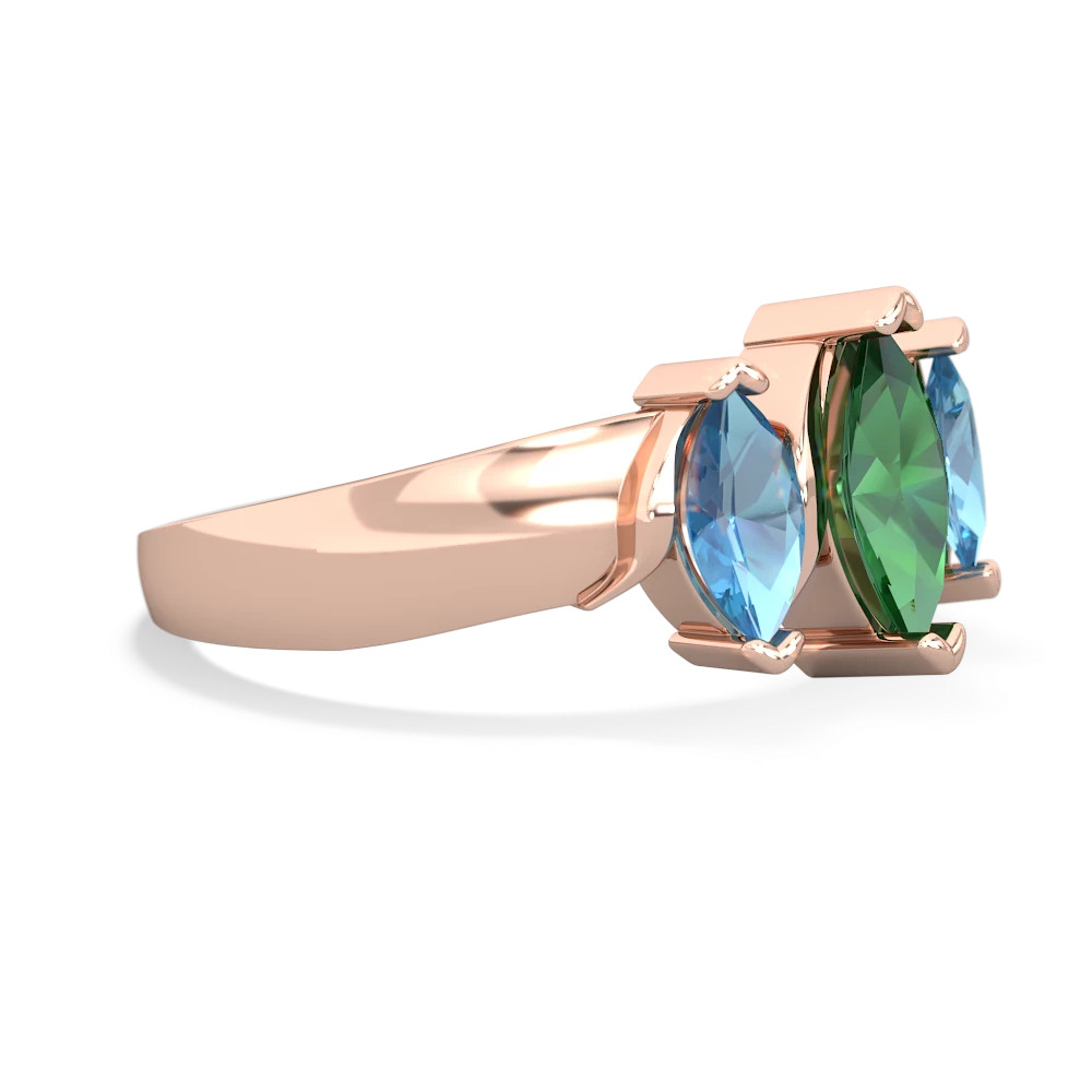 Lab Emerald Three Peeks 14K Rose Gold ring R2433