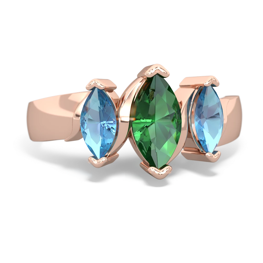 Lab Emerald Three Peeks 14K Rose Gold ring R2433