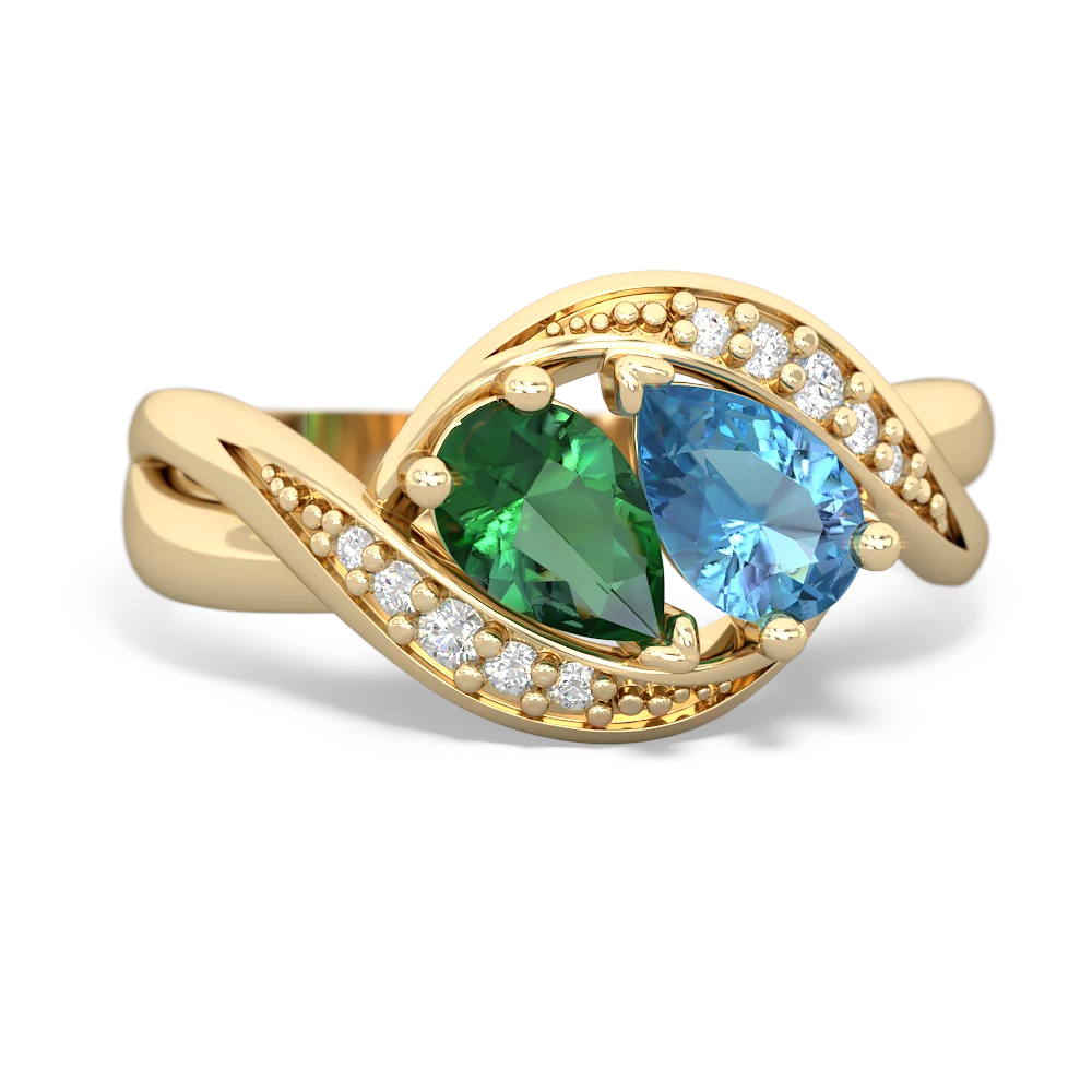 Lab Emerald Summer Winds 14K Yellow Gold ring R5342