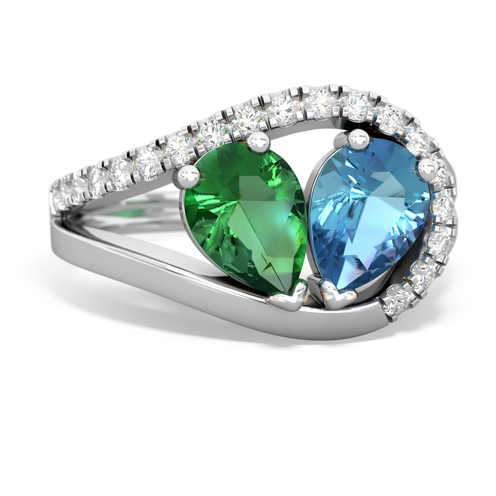 Lab Emerald Nestled Heart Keepsake 14K White Gold ring R5650