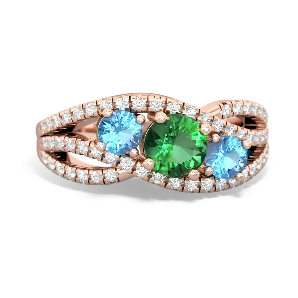 Lab Emerald Three Stone Aurora 14K Rose Gold ring R3080