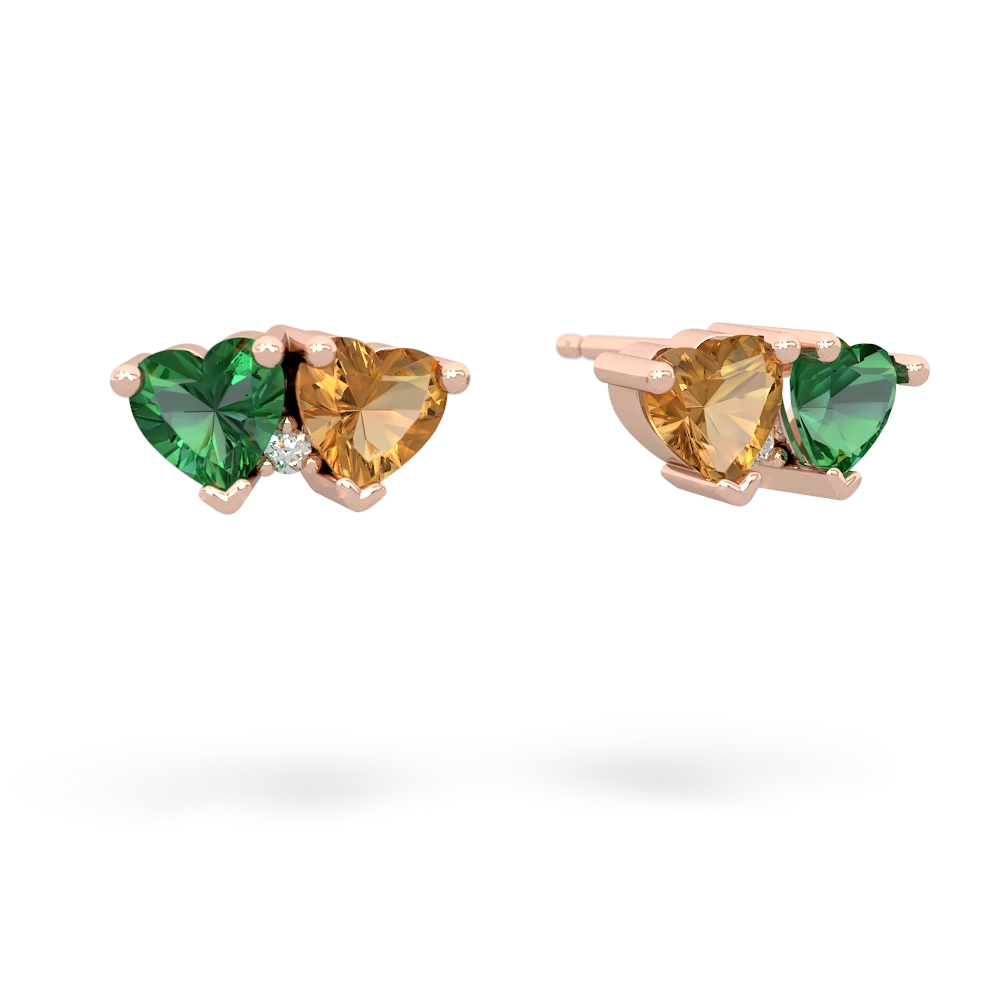 Lab Emerald Sweethearts 14K Rose Gold earrings E5260