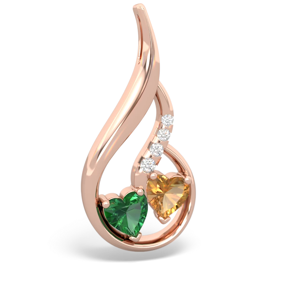 Lab Emerald Keepsake Curves 14K Rose Gold pendant P5450