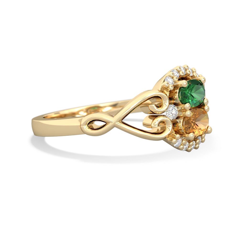 Lab Emerald Love Nest 14K Yellow Gold ring R5860