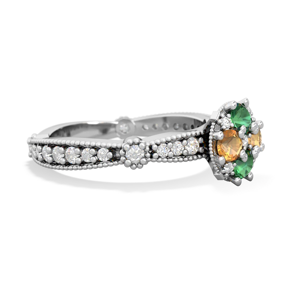 Lab Emerald Sparkling Tiara Cluster 14K White Gold ring R26293RD