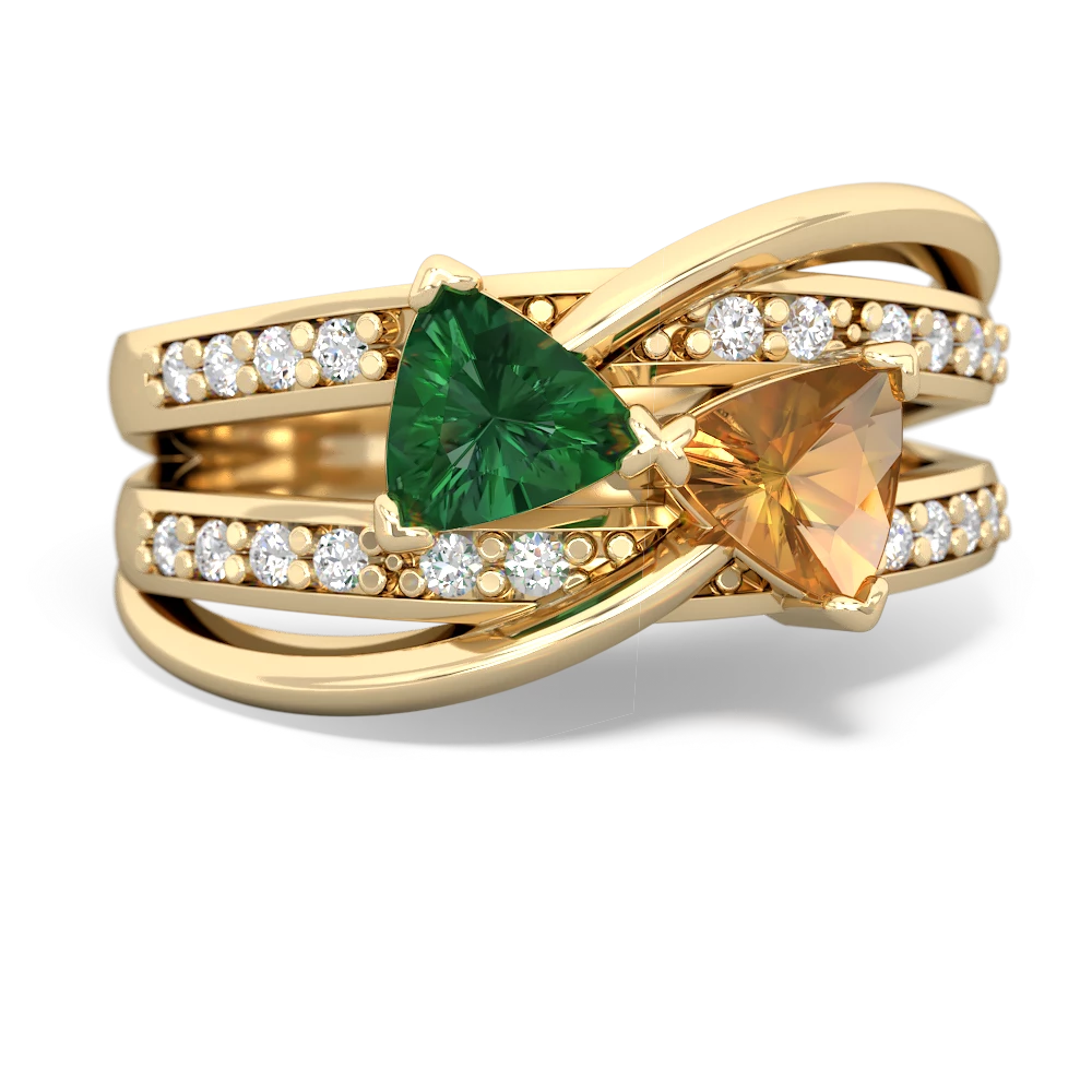 Lab Emerald Bowtie 14K Yellow Gold ring R2360