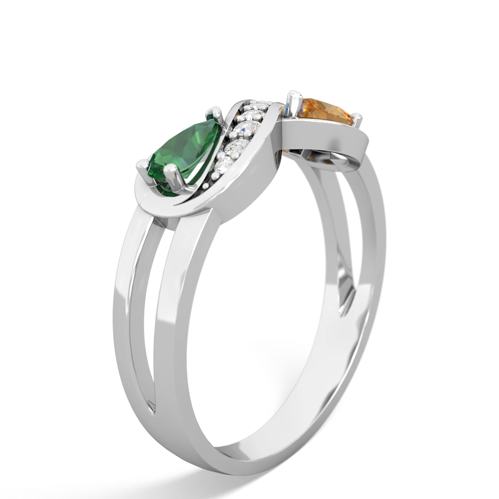 Lab Emerald Diamond Infinity 14K White Gold ring R5390