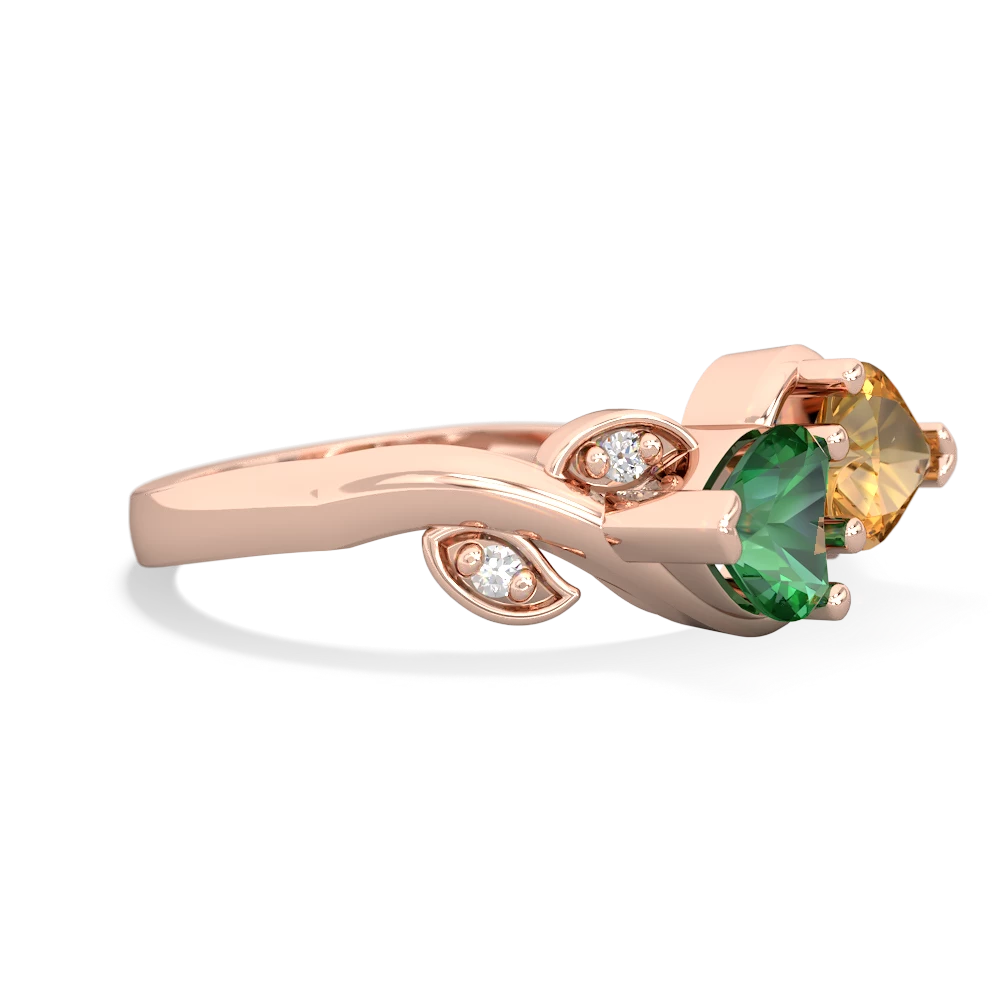 Lab Emerald Floral Elegance 14K Rose Gold ring R5790