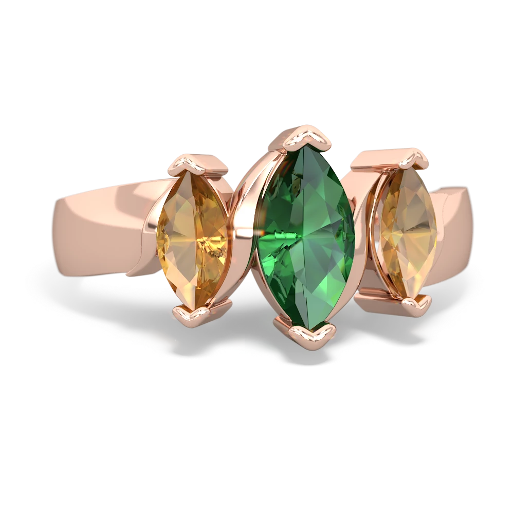 Lab Emerald Three Peeks 14K Rose Gold ring R2433