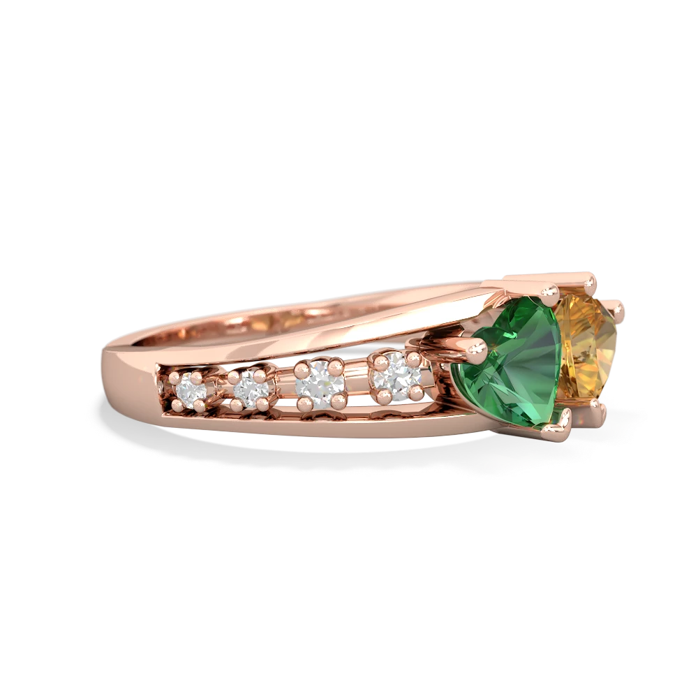 Lab Emerald Heart To Heart 14K Rose Gold ring R3342