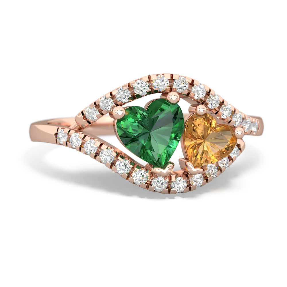 Lab Emerald Mother And Child 14K Rose Gold ring R3010