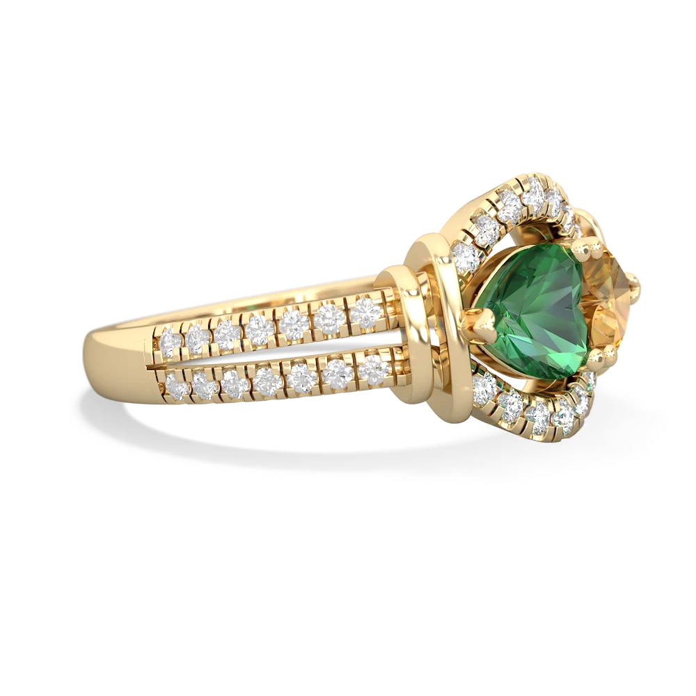 Lab Emerald Art-Deco Keepsake 14K Yellow Gold ring R5630