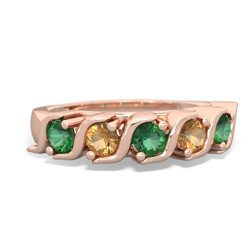 Lab Emerald Anniversary Band 14K Rose Gold ring R2089