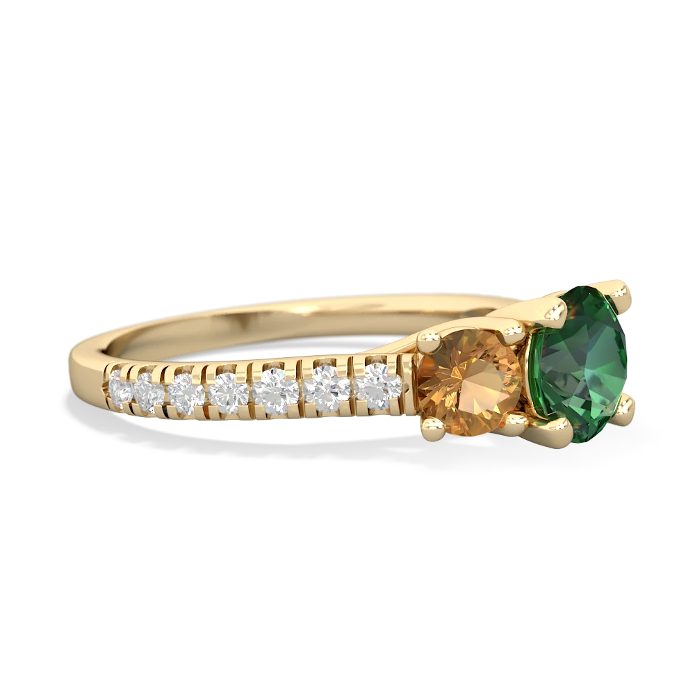 Lab Emerald Pave Trellis 14K Yellow Gold ring R5500