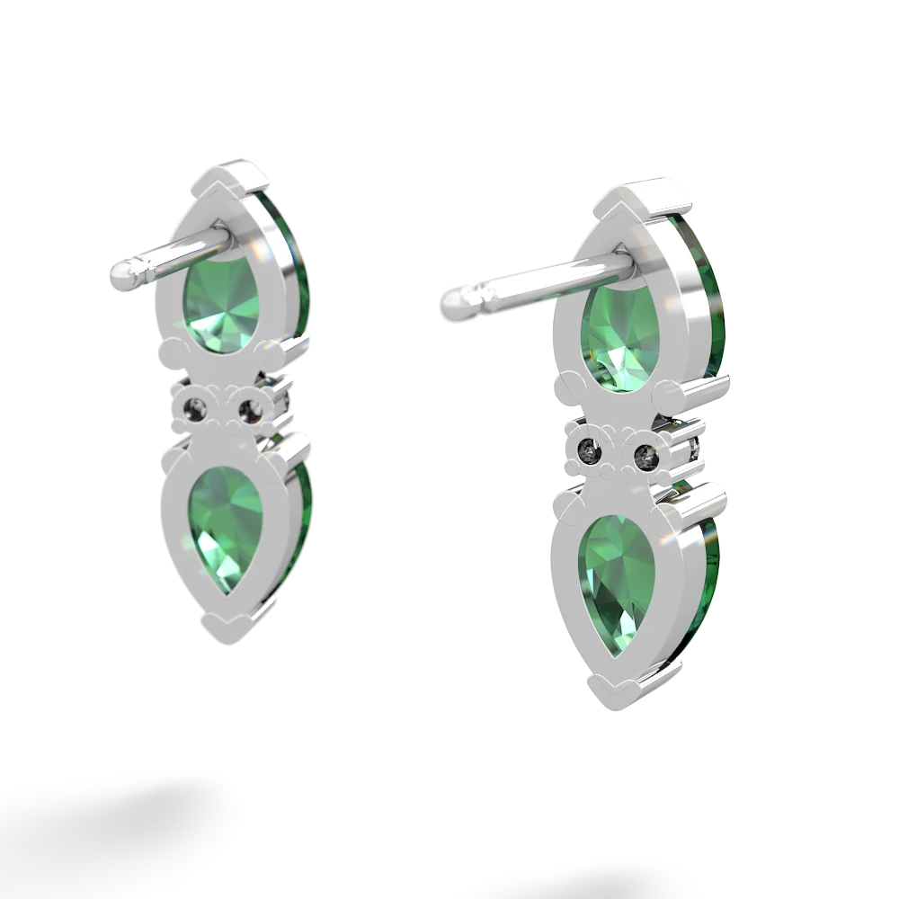 Lab Emerald Bowtie Drop 14K White Gold earrings E0865