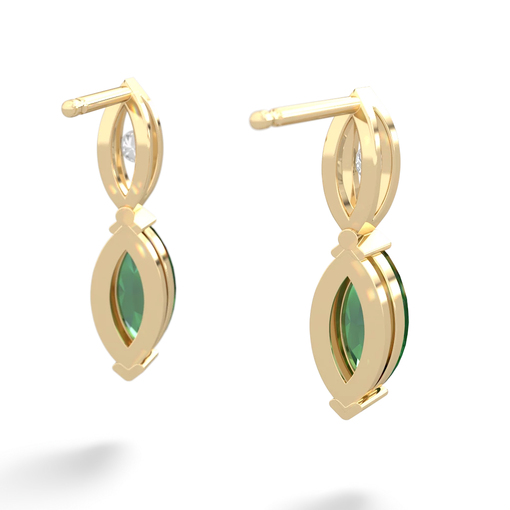 Lab Emerald Marquise Drop 14K Yellow Gold earrings E5333