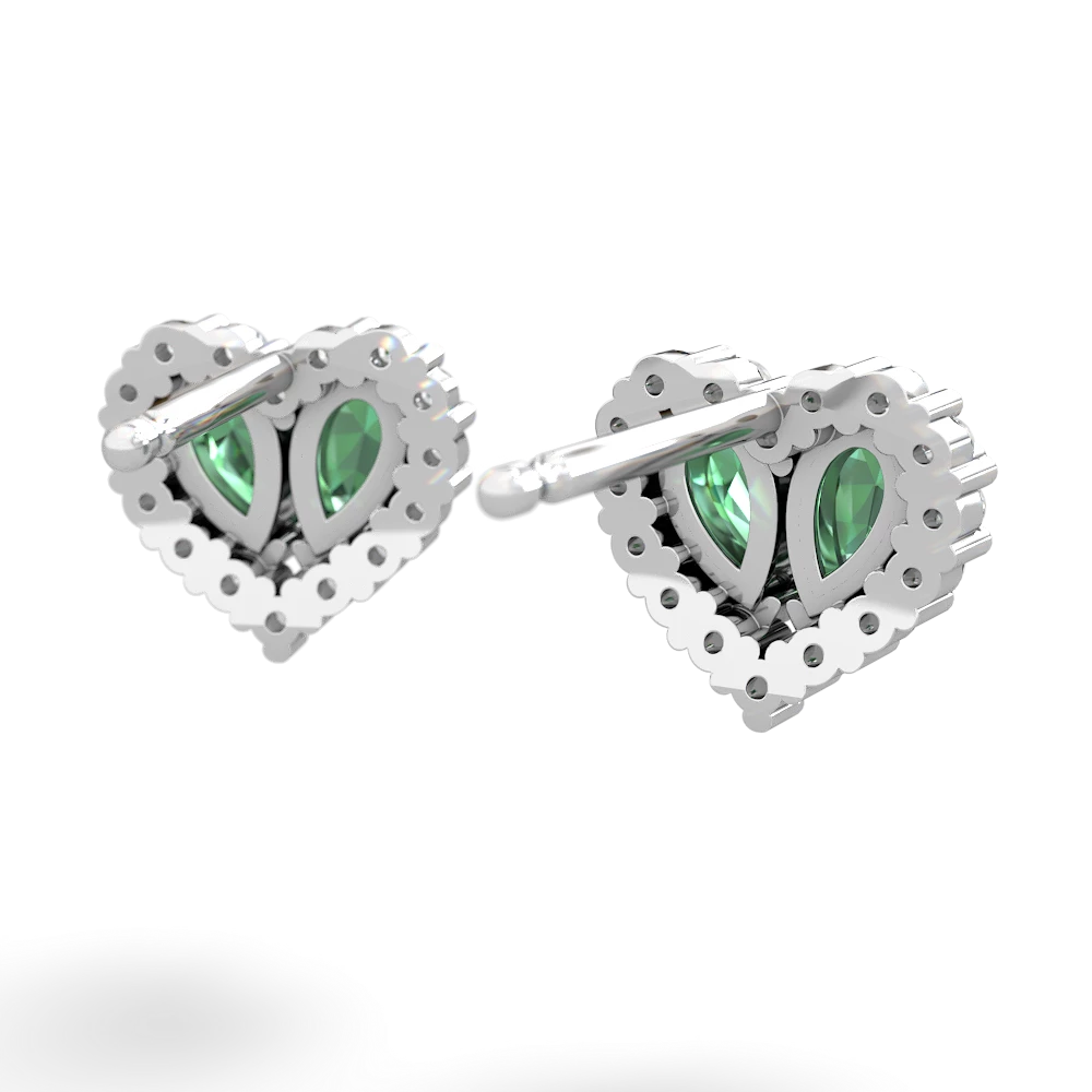 Lab Emerald Halo 14K White Gold earrings E7008