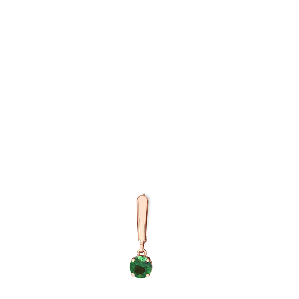 Lab Emerald 6Mm  Round Lever Back 14K Rose Gold earrings E2786