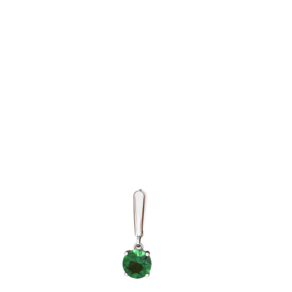 Lab Emerald 8Mm  Round Lever Back 14K White Gold earrings E2788