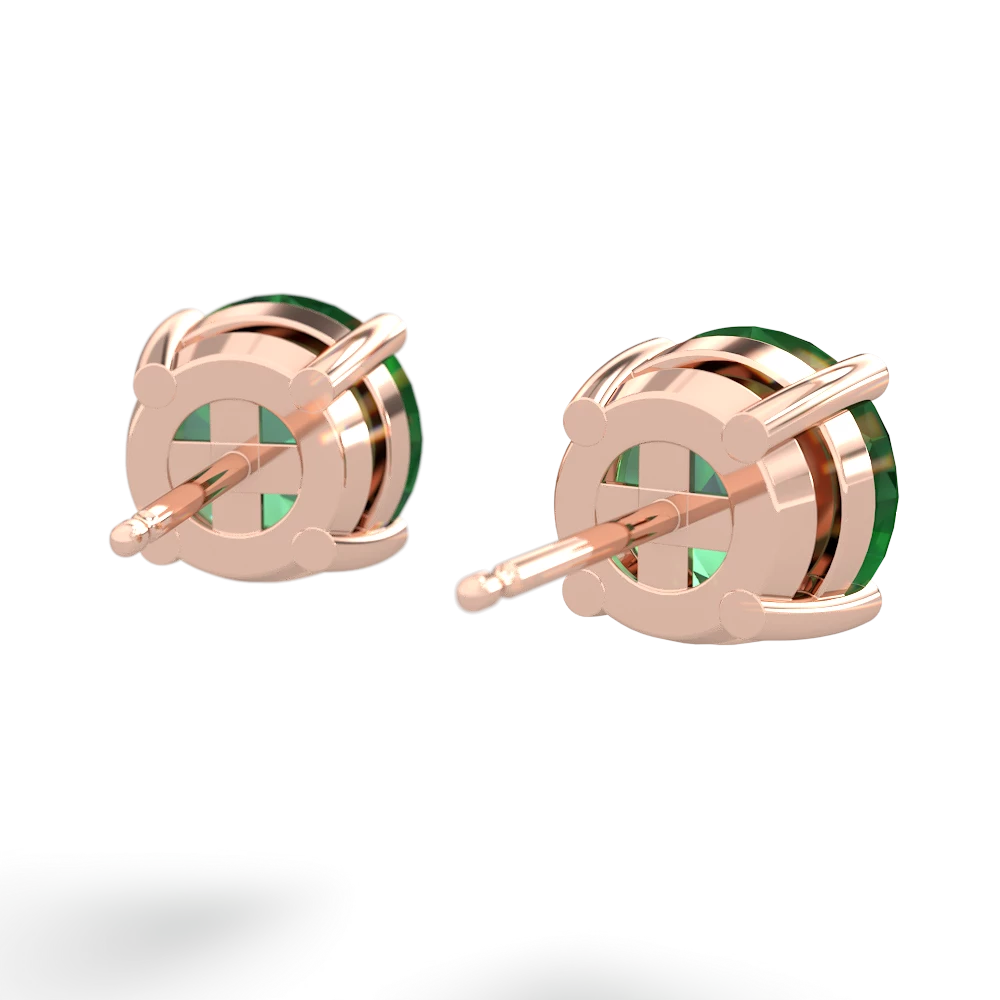 Lab Emerald 8Mm Round Stud 14K Rose Gold earrings E1788