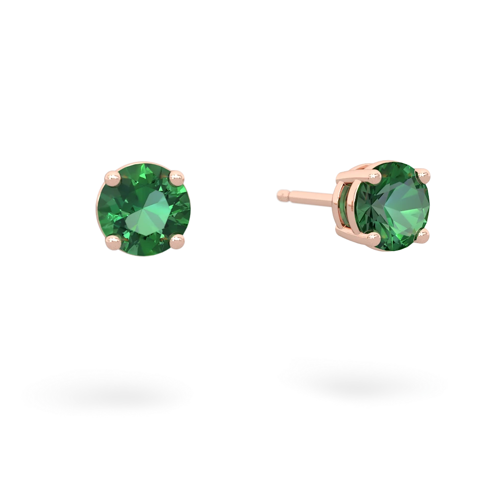 Lab Emerald 5Mm Round Stud 14K Rose Gold earrings E1785