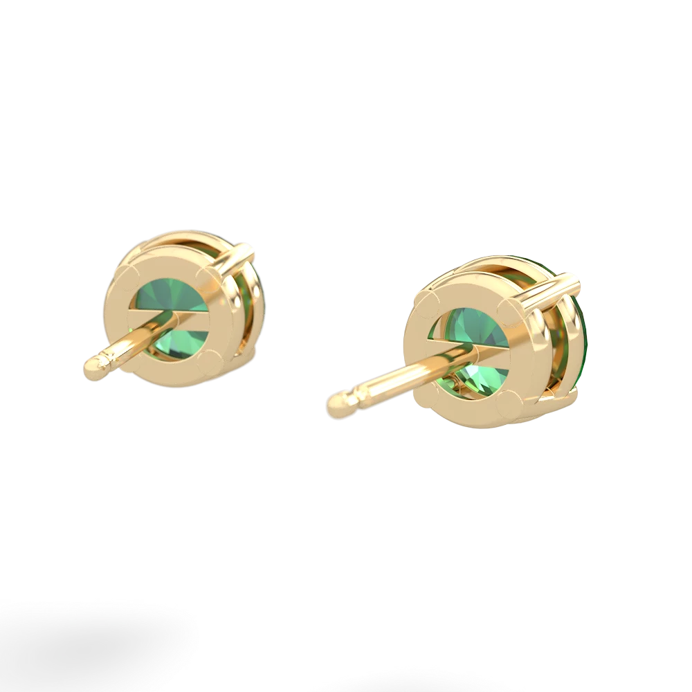 Lab Emerald 6Mm Round Stud 14K Yellow Gold earrings E1786