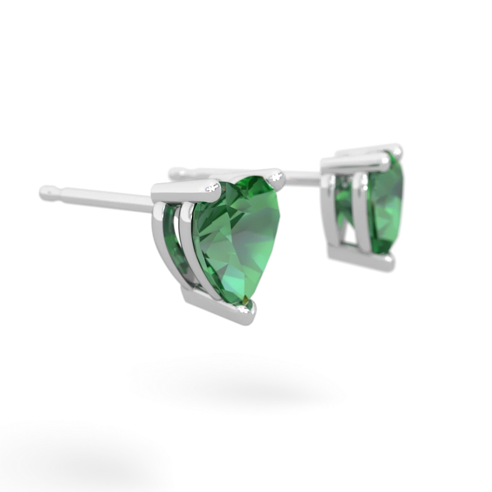 Lab Emerald 6Mm Heart Stud 14K White Gold earrings E1862