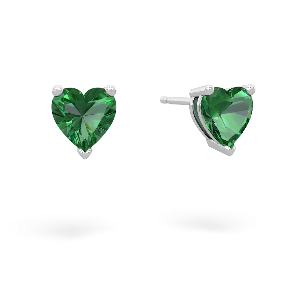 Lab Emerald 6Mm Heart Stud 14K White Gold earrings E1862