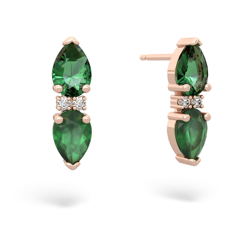 Lab Emerald Bowtie Drop 14K Rose Gold earrings E0865