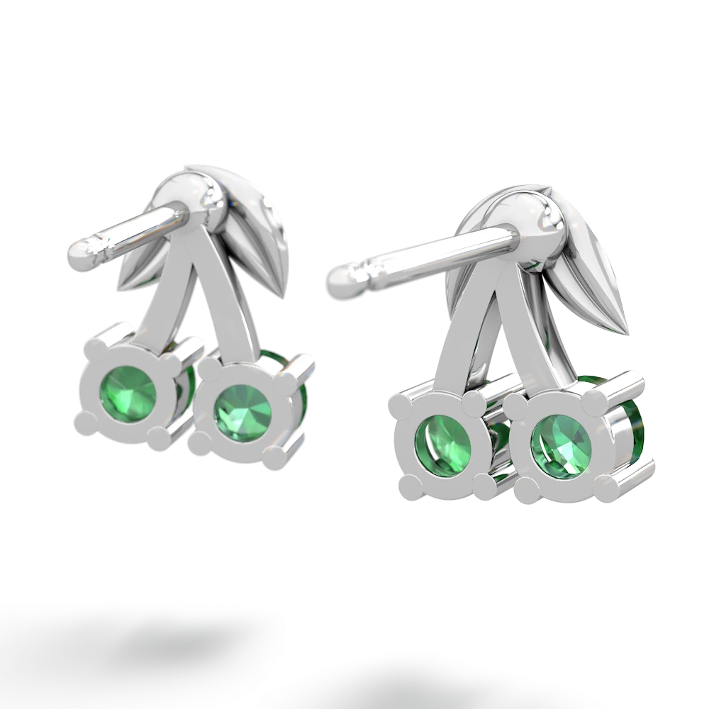 Lab Emerald Sweet Cherries 14K White Gold earrings E7001